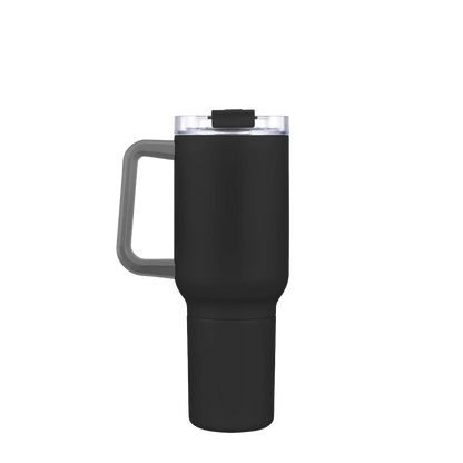 Front customization side of the Custom Branding Travel Mug 21 oz in Matte Black 