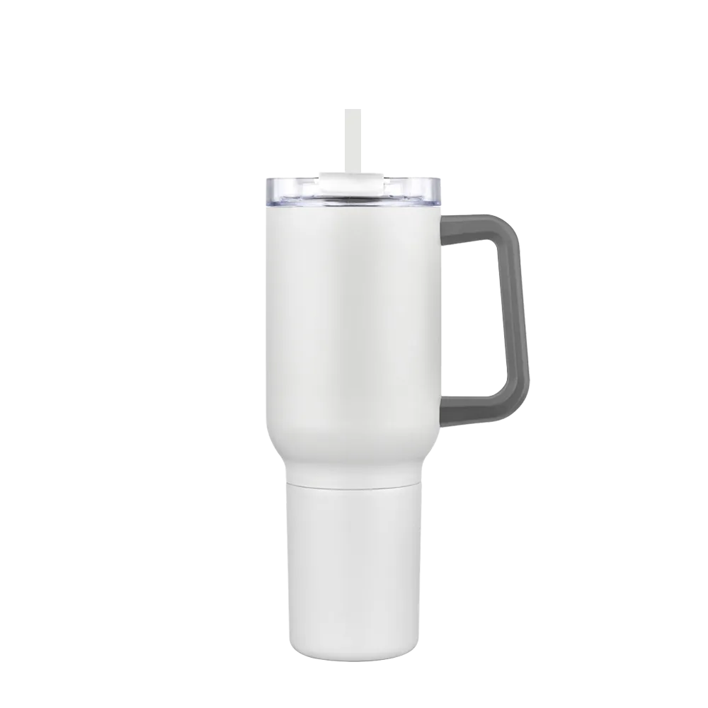 Back customization side of the Custom Branding Travel Mug 21 oz in Matte White 