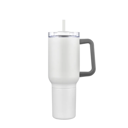 Back customization side of the Custom Branding Travel Mug 21 oz in Matte White 