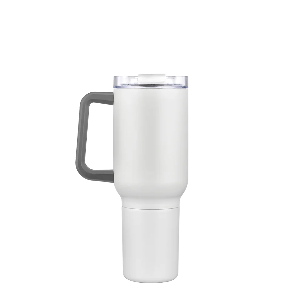 Front customization side of the Custom Branding Travel Mug 21 oz in Matte White 