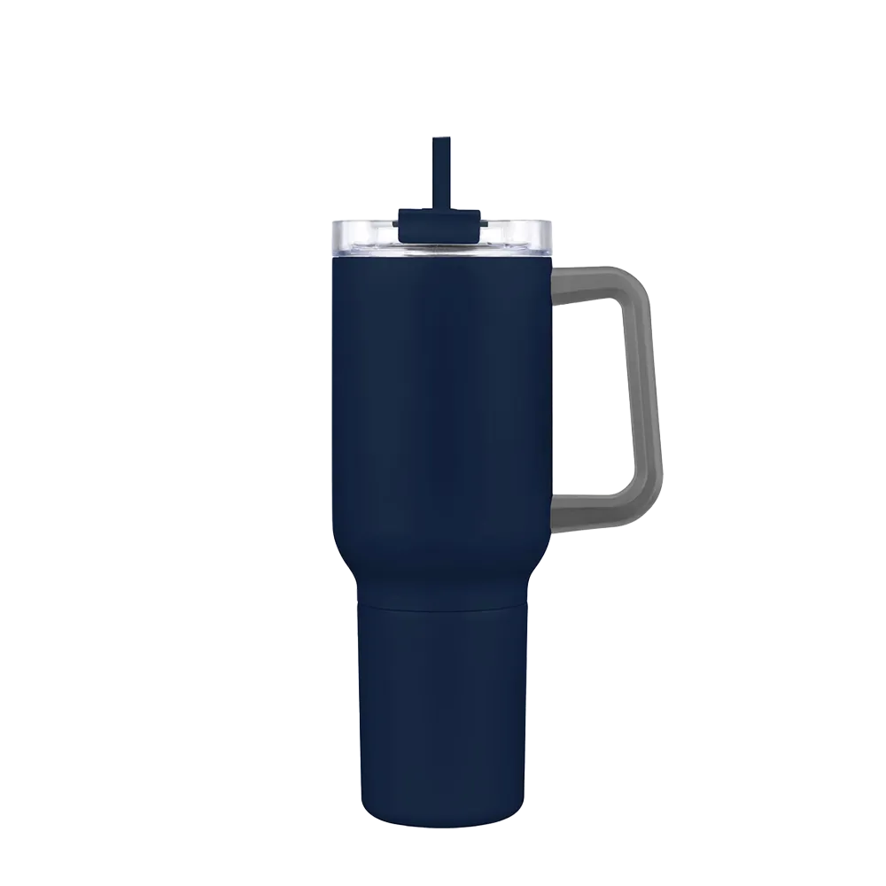 Back customization side of the Custom Branding Travel Mug 21 oz in Matte Navy 