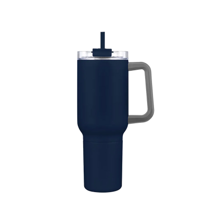 Back customization side of the Custom Branding Travel Mug 21 oz in Matte Navy 