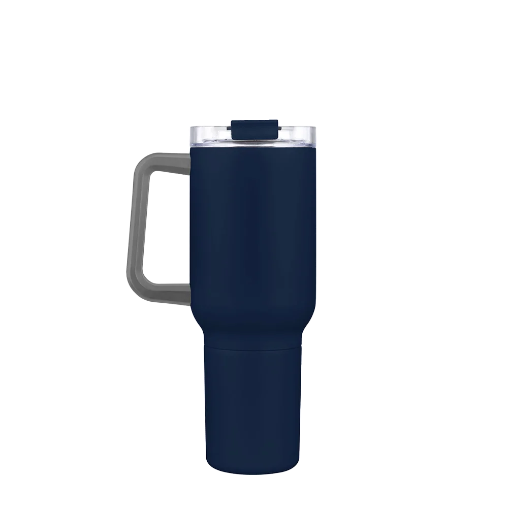 Front customization side of the Custom Branding Travel Mug 21 oz in Matte Navy 