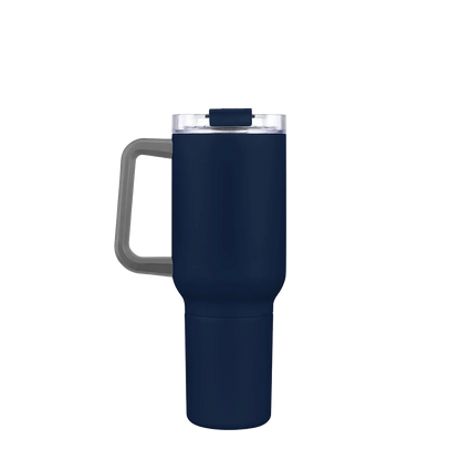 Front customization side of the Custom Branding Travel Mug 21 oz in Matte Navy 