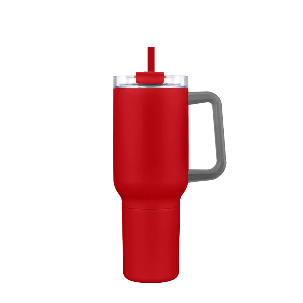 Back customization side of the Custom Branding Travel Mug 21 oz in Matte Red 