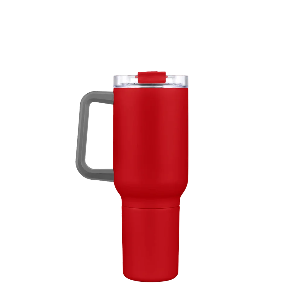 Front customization side of the Custom Branding Travel Mug 21 oz in Matte Red 