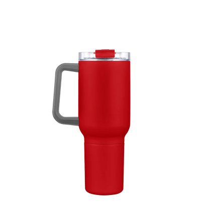 Front customization side of the Custom Branding Travel Mug 21 oz in Matte Red 