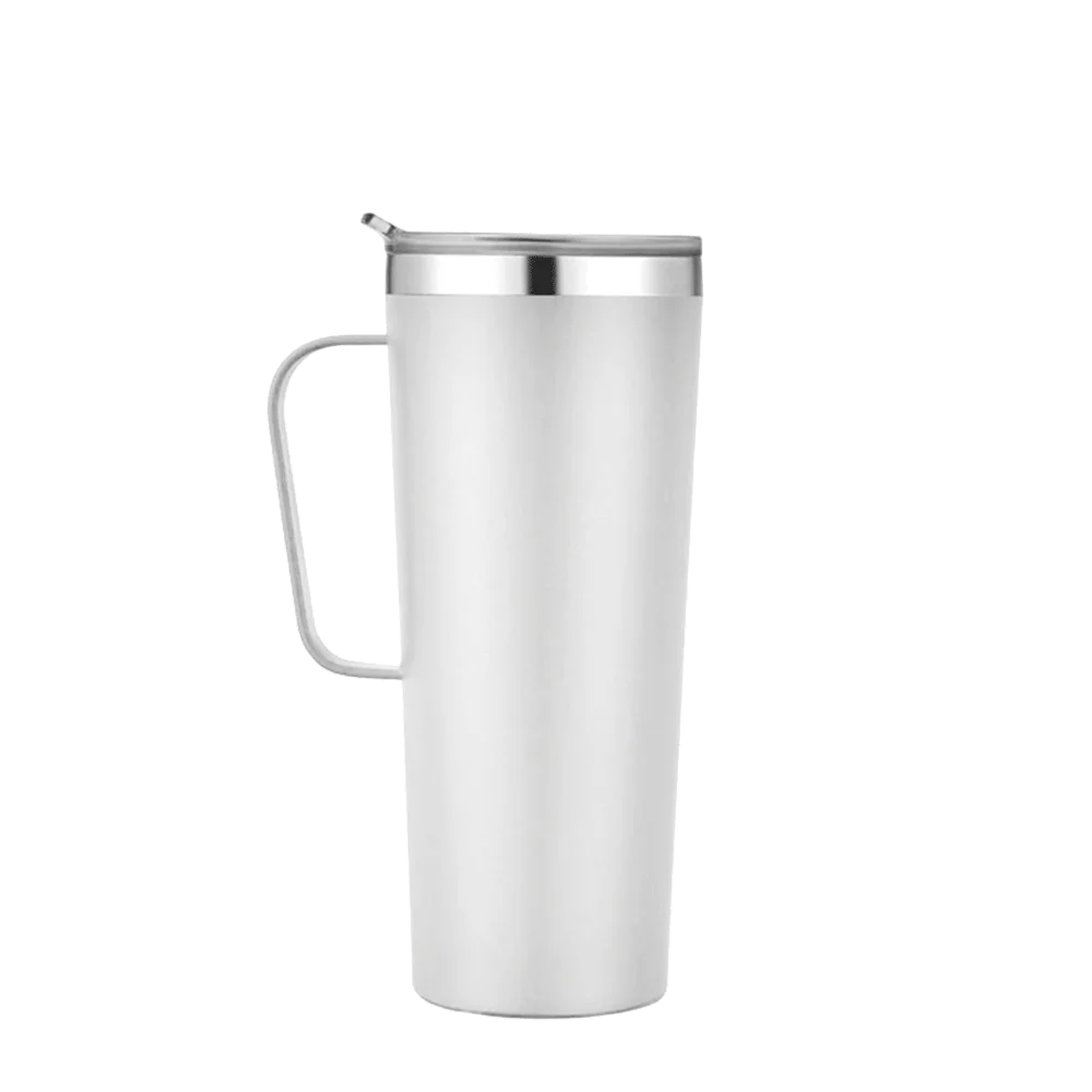 Front customization side of the Custom Branding Tall Tumbler with Handle 28 oz in Frosted White 