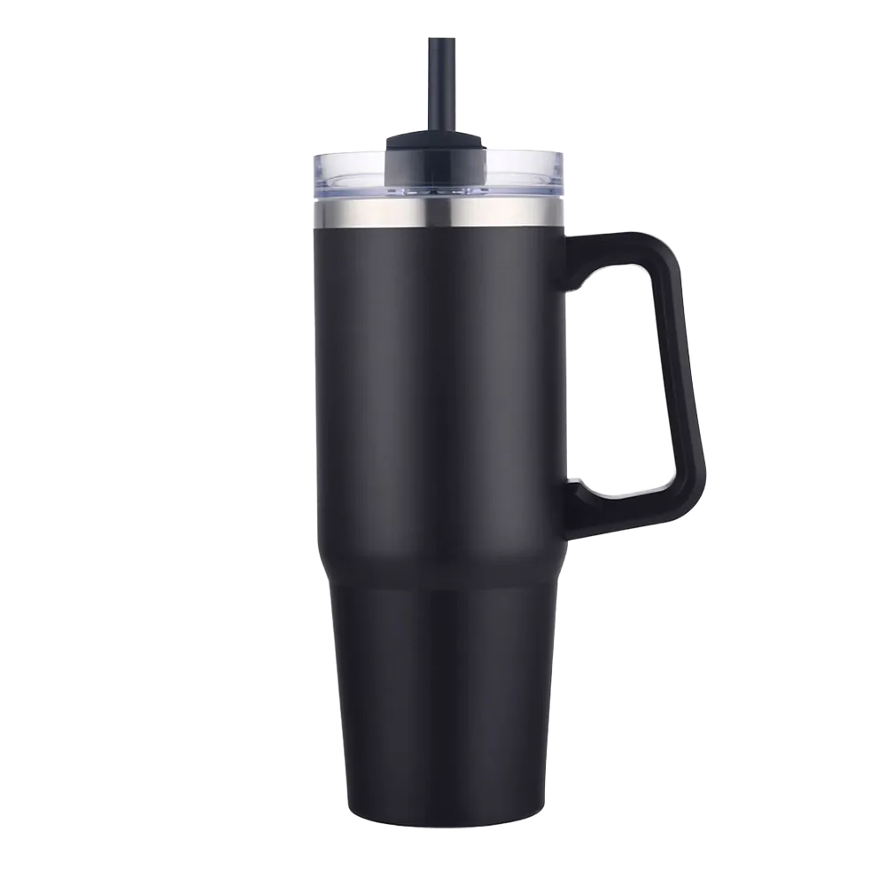 Back customization side of the Custom Branding Double Wall Vacuum Mug 30 oz in Matte Black 
