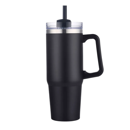Back customization side of the Custom Branding Double Wall Vacuum Mug 30 oz in Matte Black 