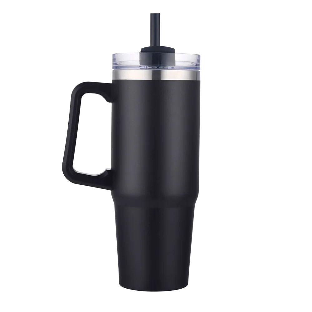 Front customization side of the Custom Branding Double Wall Vacuum Mug 30 oz in Matte Black 