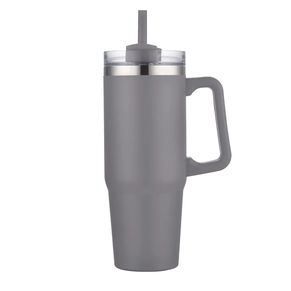 Back customization side of the Custom Branding Double Wall Vacuum Mug 30 oz in Matte Grey 