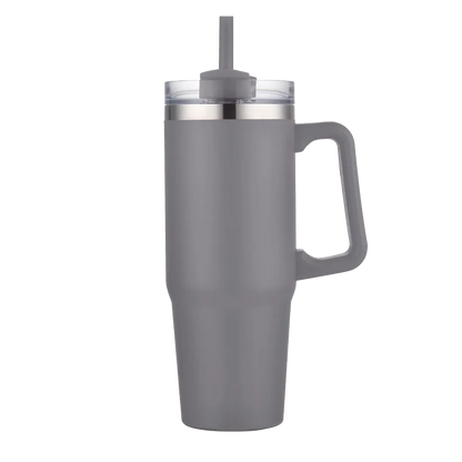 Back customization side of the Custom Branding Double Wall Vacuum Mug 30 oz in Matte Grey 