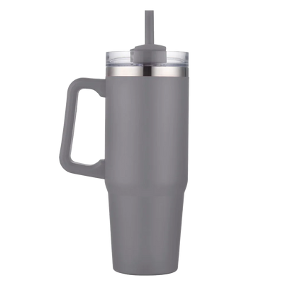 Front customization side of the Custom Branding Double Wall Vacuum Mug 30 oz in Matte Grey 
