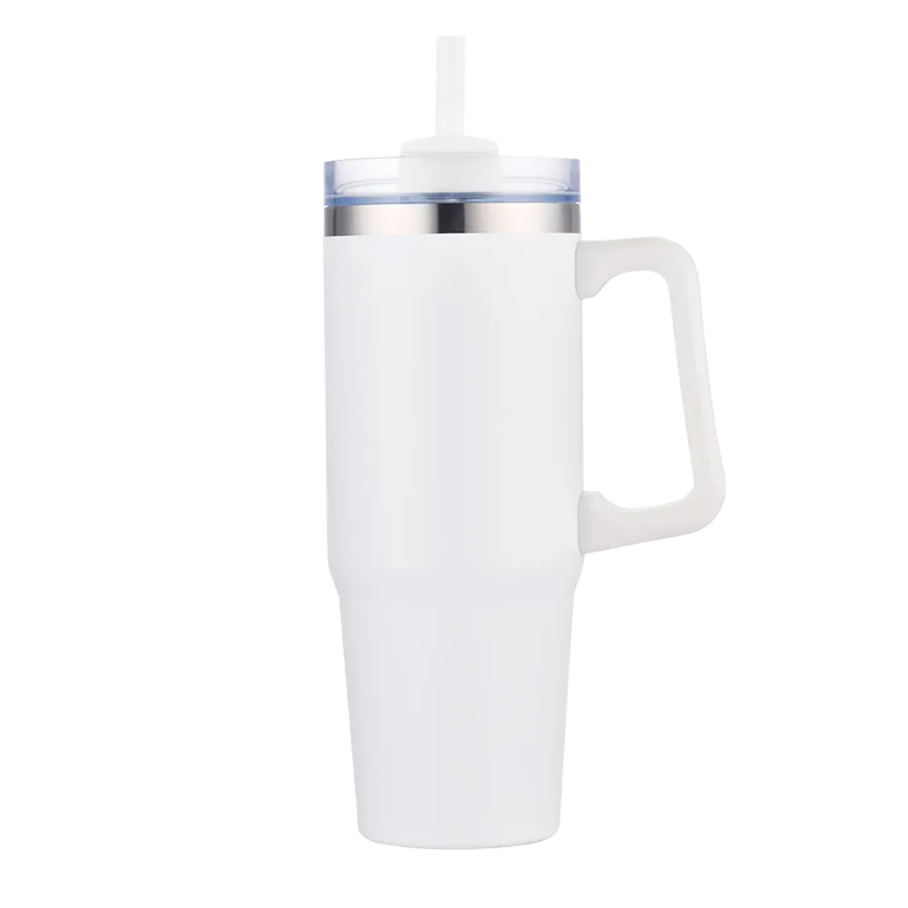 Back customization side of the Custom Branding Double Wall Vacuum Mug 30 oz in Matte White 