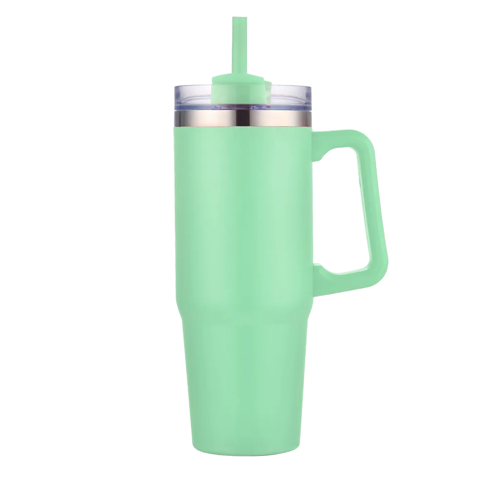 Back customization side of the Custom Branding Double Wall Vacuum Mug 30 oz in Matte Light Green 