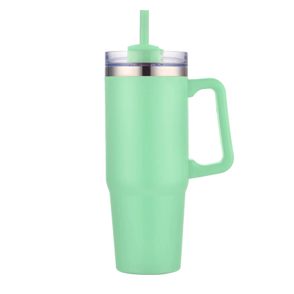 Back customization side of the Custom Branding Double Wall Vacuum Mug 30 oz in Matte Light Green 