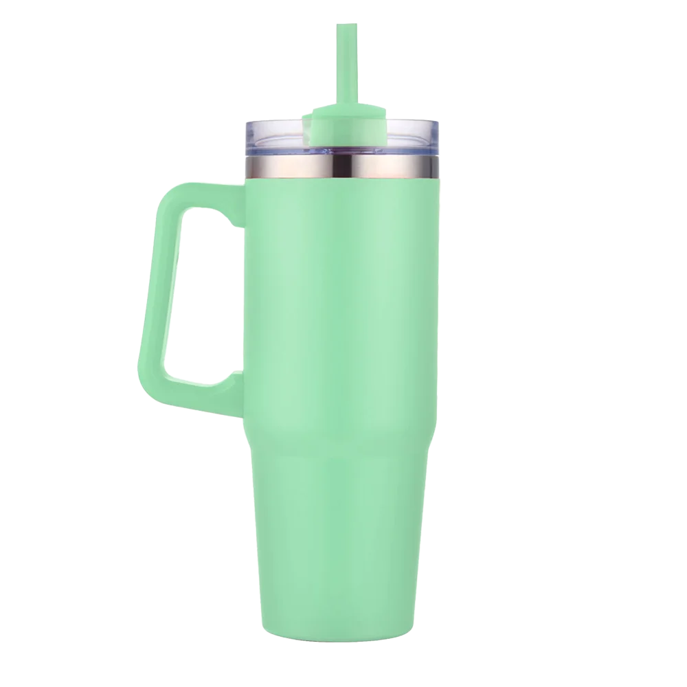 Front customization side of the Custom Branding Double Wall Vacuum Mug 30 oz in Matte Light Green 
