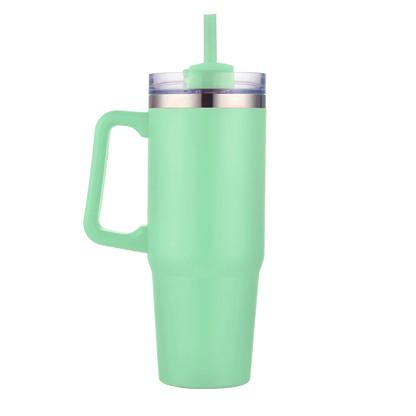 Front customization side of the Custom Branding Double Wall Vacuum Mug 30 oz in Matte Light Green 
