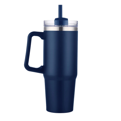 Front customization side of the Custom Branding Double Wall Vacuum Mug 30 oz in Matte Navy 