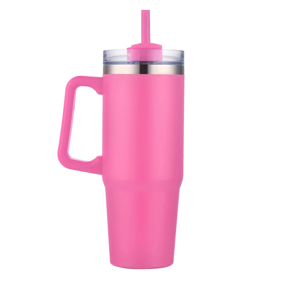 Front customization side of the Custom Branding Double Wall Vacuum Mug 30 oz in Matte Hot Pink 
