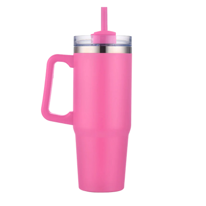 Front customization side of the Custom Branding Double Wall Vacuum Mug 30 oz in Matte Hot Pink 