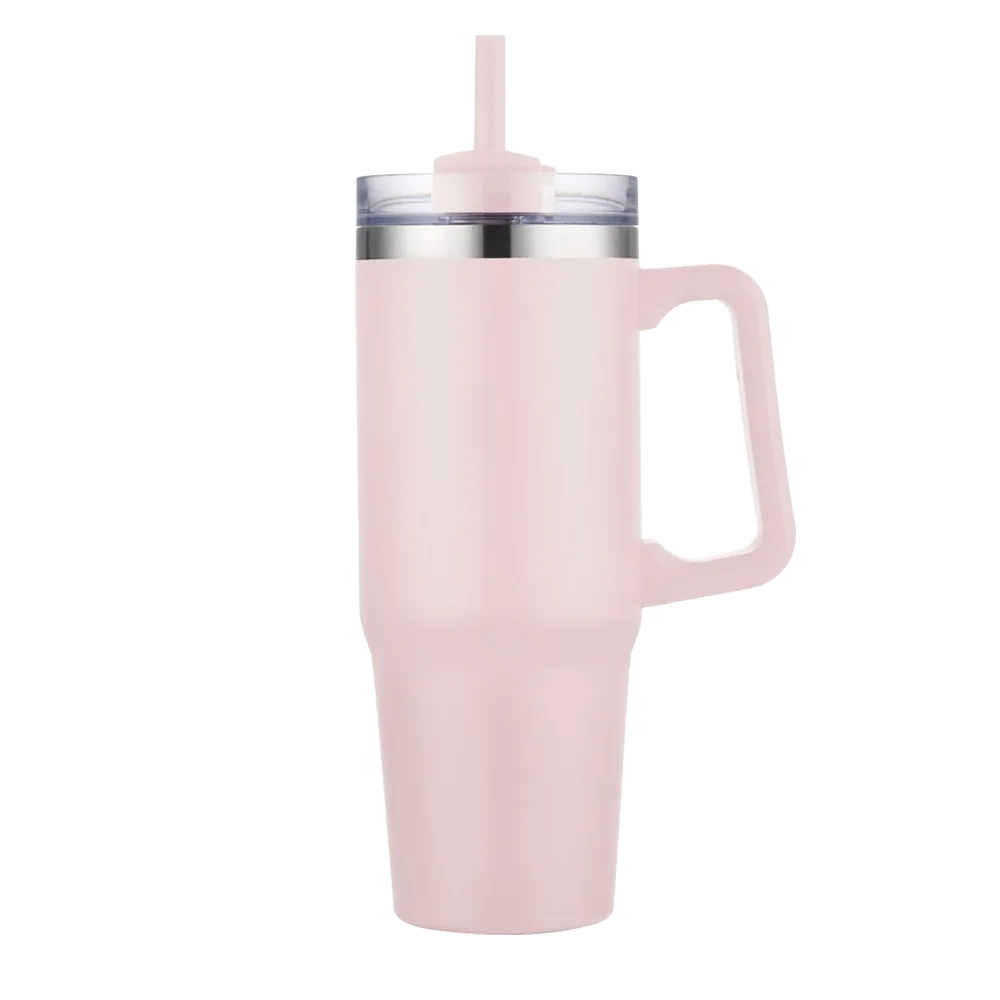 Back customization side of the Custom Branding Double Wall Vacuum Mug 30 oz in Matte Light Pink 