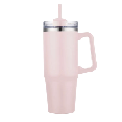 Back customization side of the Custom Branding Double Wall Vacuum Mug 30 oz in Matte Light Pink 