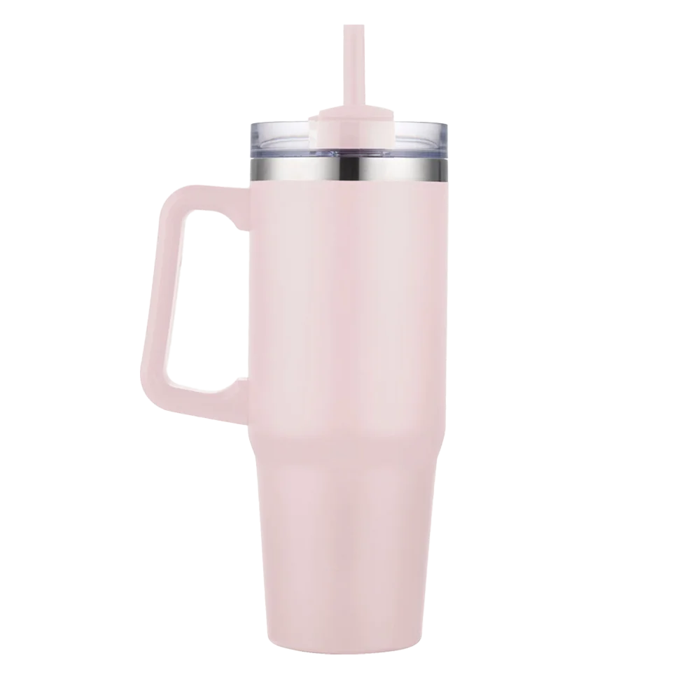 Front customization side of the Custom Branding Double Wall Vacuum Mug 30 oz in Matte Light Pink 