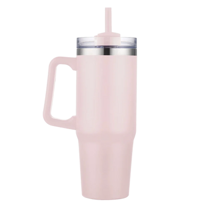 Front customization side of the Custom Branding Double Wall Vacuum Mug 30 oz in Matte Light Pink 