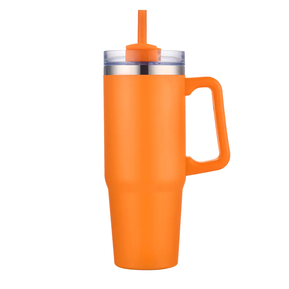 Back customization side of the Custom Branding Double Wall Vacuum Mug 30 oz in Matte Orange 