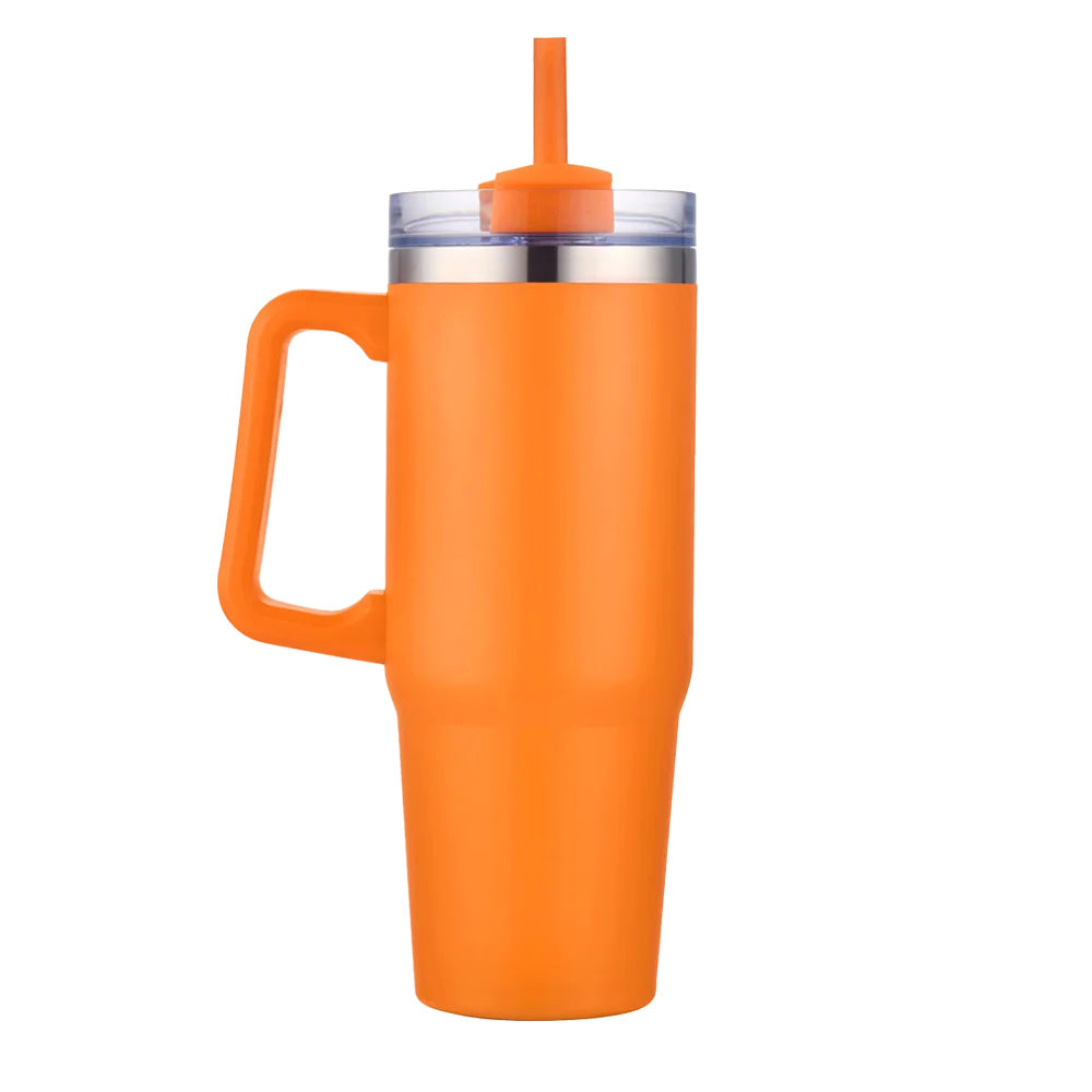 Front customization side of the Custom Branding Double Wall Vacuum Mug 30 oz in Matte Orange 