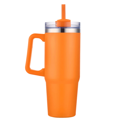 Front customization side of the Custom Branding Double Wall Vacuum Mug 30 oz in Matte Orange 