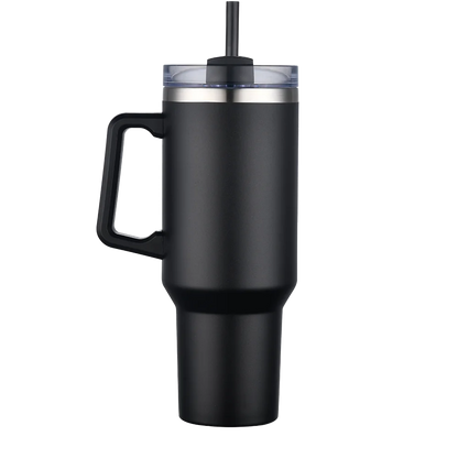 Back customization side of the Custom Branding Handle Tumbler 40 oz in Black 