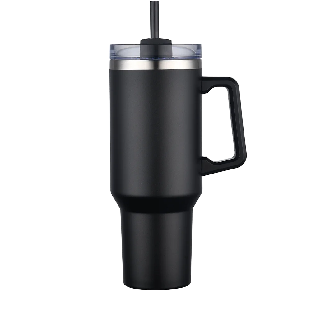 Front customization side of the Custom Branding Handle Tumbler 40 oz in Black 