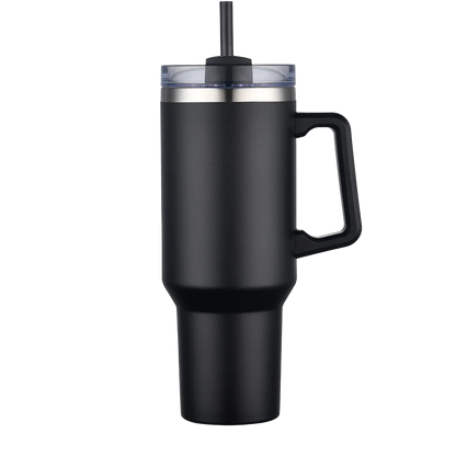 Front customization side of the Custom Branding Handle Tumbler 40 oz in Black 