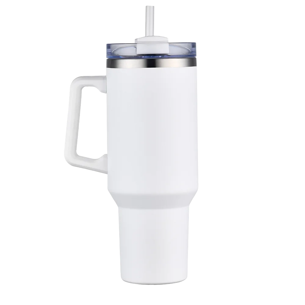 Back customization side of the Custom Branding Handle Tumbler 40 oz in White 