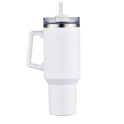 Back customization side of the Custom Branding Handle Tumbler 40 oz in White 