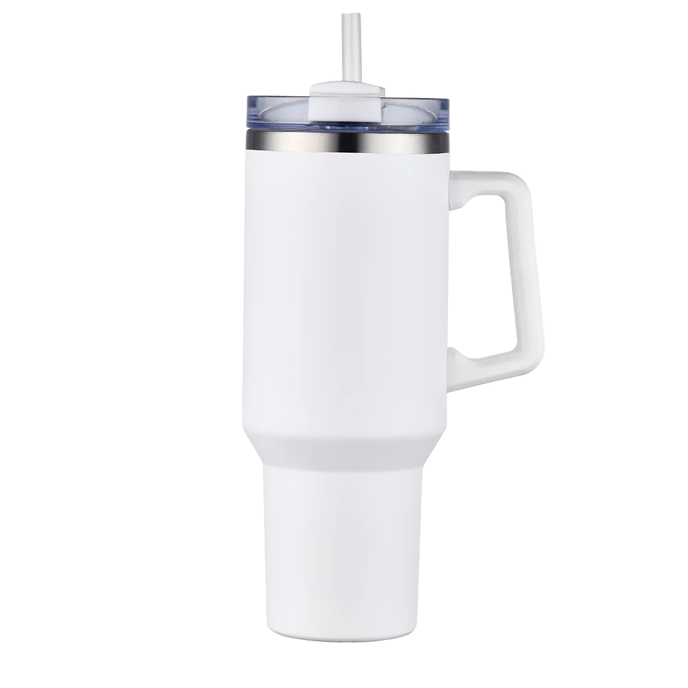 Front customization side of the Custom Branding Handle Tumbler 40 oz in White 