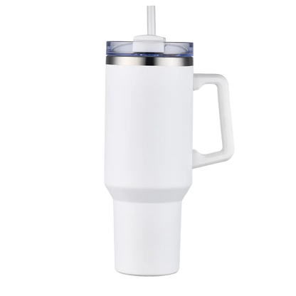 Front customization side of the Custom Branding Handle Tumbler 40 oz in White 
