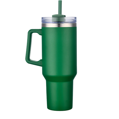 Back customization side of the Custom Branding Handle Tumbler 40 oz in Green 