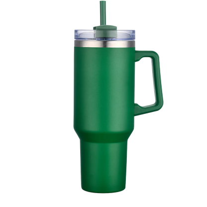 Front customization side of the Custom Branding Handle Tumbler 40 oz in Green 