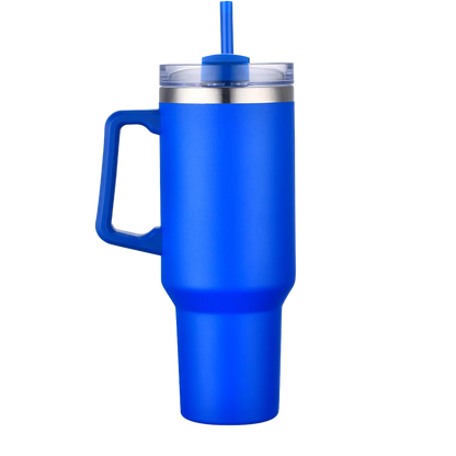 Back customization side of the Custom Branding Handle Tumbler 40 oz in Royal Blue 
