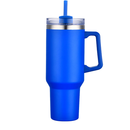 Front customization side of the Custom Branding Handle Tumbler 40 oz in Royal Blue 