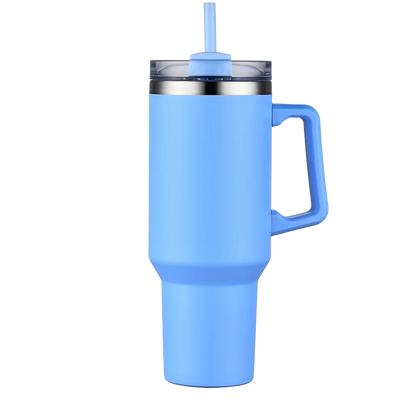 Front customization side of the Custom Branding Handle Tumbler 40 oz in Light Blue 