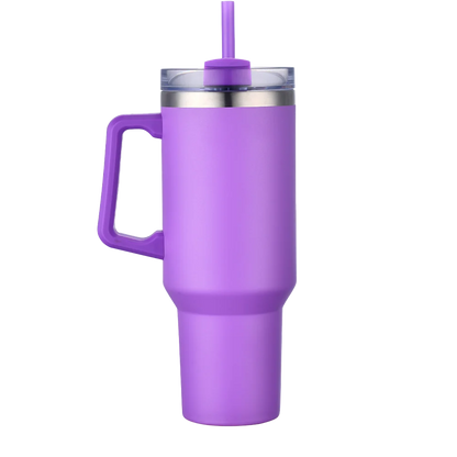 Back customization side of the Custom Branding Handle Tumbler 40 oz in Purple 