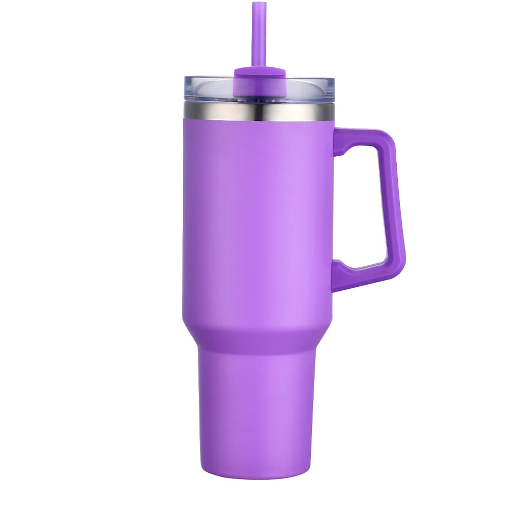 Front customization side of the Custom Branding Handle Tumbler 40 oz in Purple 