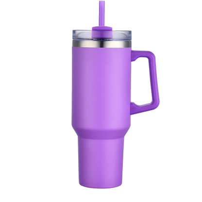 Front customization side of the Custom Branding Handle Tumbler 40 oz in Purple 