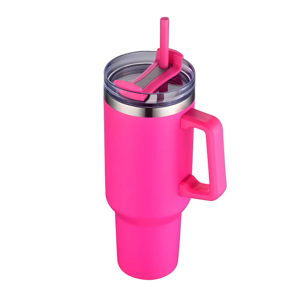 Custom Branding Handle Tumbler 40 oz in Magenta 