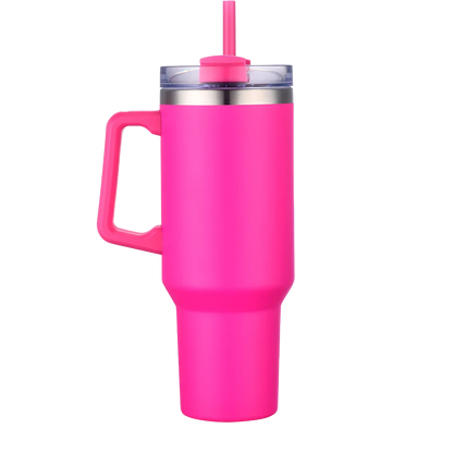 Back customization side of the Custom Branding Handle Tumbler 40 oz in Magenta 